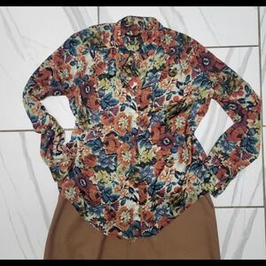 European Mango Brand 90s y2k style Long sleeve Floral fall Blouse